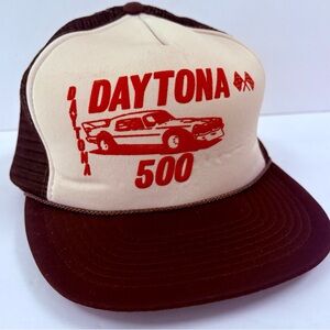 Vintage Daytona 500 Trucker SnapBack Mesh SnapBack 80s Puffy Print Nascar Racing